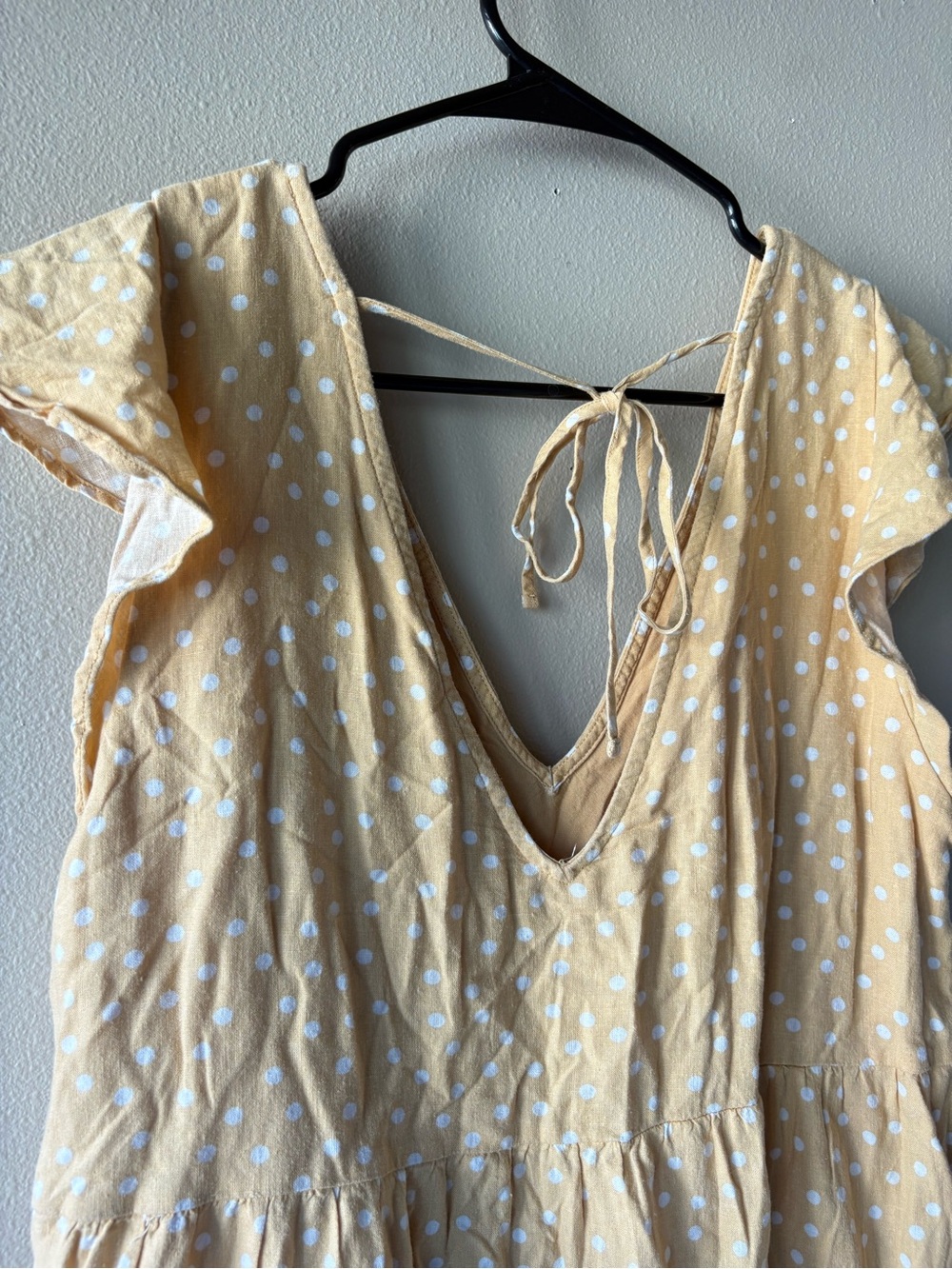Abercrombie &‎ Fitch Linen Blend Swiss Dot Open Back Mini Dress Cream Boho - Picture 6 of 10